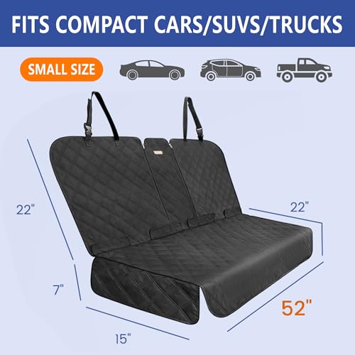 Back Seat Cover for Compact Cars and SUVs Rear Split Bench - 900D Oxford Waterproof Non-Slip Car Seat Protector for Messy Kids & Drooling Dogs, Easy Clean(Black) - size: Small-52"W