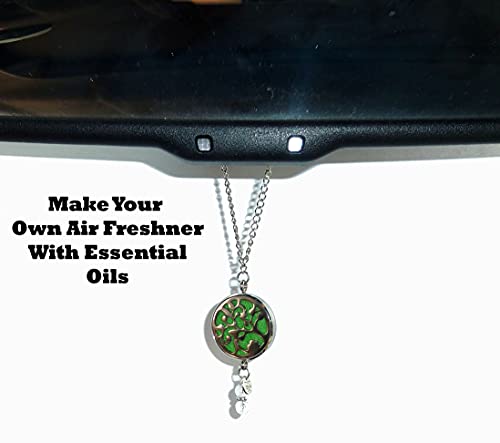 Rear View Mirror Car Charm Ornament, Sun Catcher, Hanging Pendent, Stainless Steel Chain and Crystal Accents, Comes in a Gift Box (Aromatherapy Locket) - size: Aromatherapy Locket