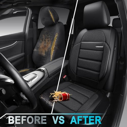 CAR PASS Memory Foam Seat Covers Front, Airy Cool Mesh Thick Car Seat Covers, Leather Car Seat Covers Front Seats Airbag Compatible, Universal Automotive Comfort for Cars, Trucks, SUV, Charcoal Gray - color: Charcoal Gray