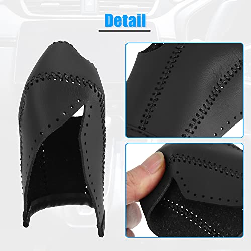 X AUTOHAUX Black Car Interior Faux Leather Gear Shifter Shift Knob Cover Transmission Shift Boot Lever for Honda HR-V 2016-2021 Black Stitches - color: Black