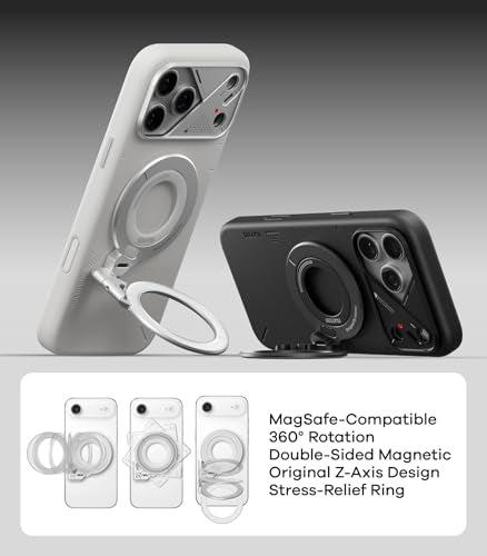 Aulumu G09 Magnetic Ring Grip | Omnidirectional Rotation | MagSafe Compatible | Aluminium Alloy Construction | Stable Dual-Sided Magnetic Attachment | Includes Handle Ring Phone Stand- Silver - color: Silver