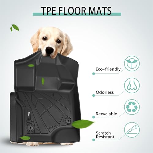 KARPAL Floor Mats for 2015-2025 2026 Ford F-150 SuperCrew (Includes 2022-2026 Lightning), Custom Fit TPE All Weather Ford F150 Accessories 1st & 2nd Row Floor Liner - style: 2015-2026 | For Ford F-150 SuperCrew | 1st & 2nd Row