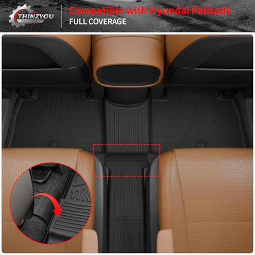 Floor Mats Compatible with 2026 Hyundai Palisade Gas 7 Seats Captain Chairs Cargo Mat Trunk Mat TPE Back Seat Cover Protector Palisade Accessories (Trunk Mat with Backrest Mats+Floor Mats) - style: For Hyundai Palisade 7-Seater | 2026