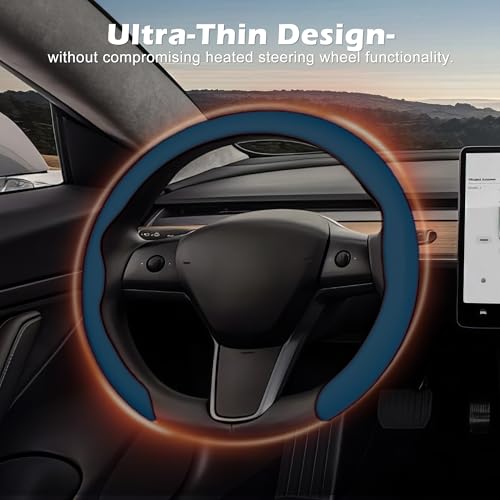 Nappa Leather Steering Wheel Cover,Universal Fit 15 Inch-Premium Non-Slip Breathable Comfort Grip for Cars Trucks SUVs,Anti-Slip Durable Interior Upgrade Navy Blue - color: Navy Blue