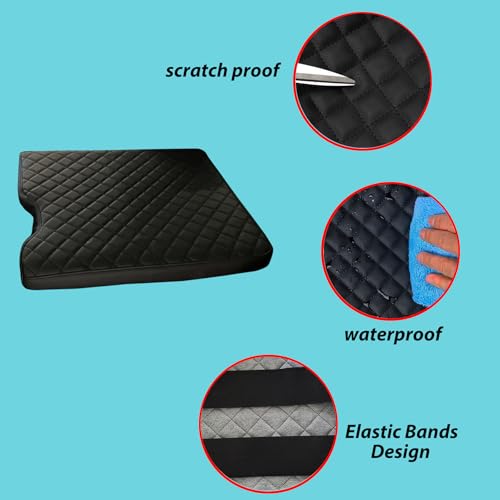 Zxiaochun Center Console Cover for Ford F150 2015-2026/F250 F350 F450 2017-2026 Leather Arm Rest Box Lid Middle Console Cover Armrest Box Protective Cover Accessories(40/20/40 Jump Seat Console Only) - color: Black