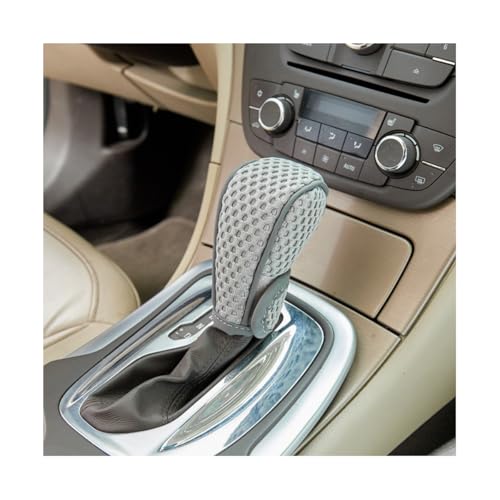 Car Gear Shift Knob Cover, Breathable Automotive Shift Knob Gear Handle Stick Protector Cover, Anti-Slip Anti-Scratch Auto Stick Shift Cover, Universal Car Accessories (Gray, Stick-on) - color: Gray, size: Stick-on