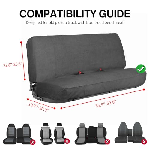Leader Accessories Universal Car Solid Bench Seat Cover - Fit for Full Size Pickup Truck or Car Bench Seats Grey