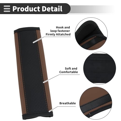 Black Brown Seat Belt Cover Pad Faux Leather 24cm Seatbelt Strap Cushion Shoulder Padding 2 Pcs - color: Black,Brown
