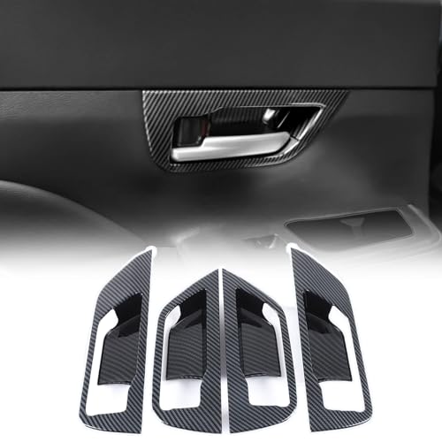 Car Inner Door Handle Bowl Cover Trim Compatible with Toyota Grand Highlander 2024 2025 2026,Interior Door Pull Handle Panel Scratch Protector Cover Interior Accessories 4PCS (Carbon Fiber Pattern)