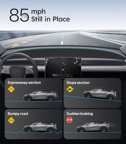 Wigoo 2026 New Model Y Juniper Accessories Dashboard Cover [Anti-Glare and Sun Protection] Suede Dash Mat for New Model Y Juniper(2025-2026), Model Y Juniper Accessories (Black)