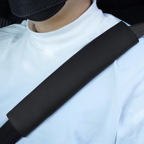 Car Seat Belt Covers for Adults Soft Leather Seatbelt Shoulder Pad Neck Cushion Protector Comfortable Driving Car Accessories Truck SUV Airplane Backpack (SC01Black-12.4in-2Pack) - color: SC01Black-12.4in-2Pack