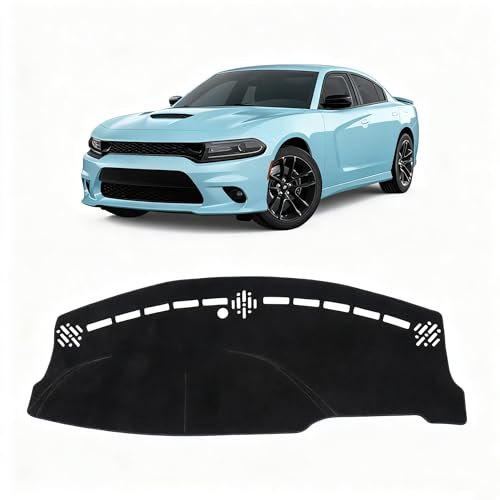 KUST Black Dash Cover for Dodge Charger 2011-2022 2023 Left Hand Driving Polyester Dashboard Cover Non-Slip Center Interior Accessories for Charger Custom Fit Dash Mat Sunshade No Glare - size: Charger 11-23(Black)