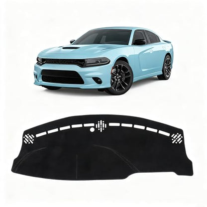 KUST Black Dash Cover for Dodge Charger 2011-2022 2023 Left Hand Driving Polyester Dashboard Cover Non-Slip Center Interior Accessories for Charger Custom Fit Dash Mat Sunshade No Glare - size: Charger 11-23(Black)