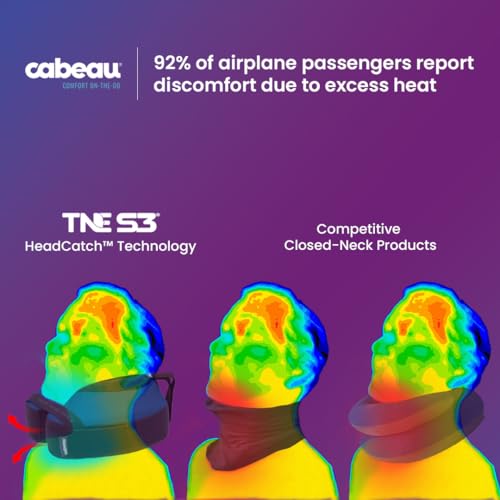 Cabeau Travel Neck Pillows for Airplanes The Neck's Evolution, TNE S3 Supportive Memory Foam Design for Long Haul Flights Attachable Seat Straps and 360 Support (Cairo Tan)