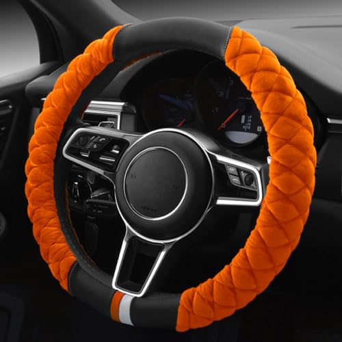 Universal Car Steering Wheel Cover Fluffy Winter Plush Steering Wheel Cover (A-Orange), gx0117