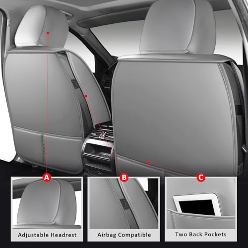 2PCS Seat Covers, Front Seat Covers for Car Waterproof Automotive Seat Cover Vehicle Seat Cover Car Seat Protector for Cars SUV Pick-up Truck Sedan (2PCS Front, Gray)