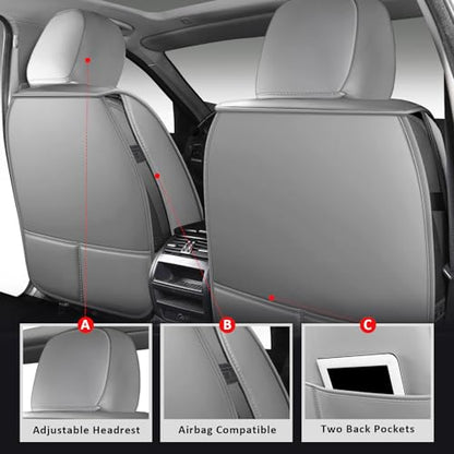 2PCS Seat Covers, Front Seat Covers for Car Waterproof Automotive Seat Cover Vehicle Seat Cover Car Seat Protector for Cars SUV Pick-up Truck Sedan (2PCS Front, Gray)