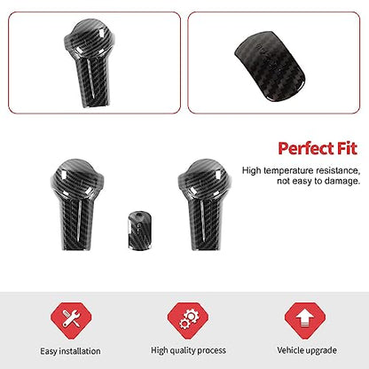 Jimen Compatible with Ford Mustang 2015-2023, 3PCS Gear Shift Knob Overlay Cover Interior Trim Kits (Carbon Fiber)