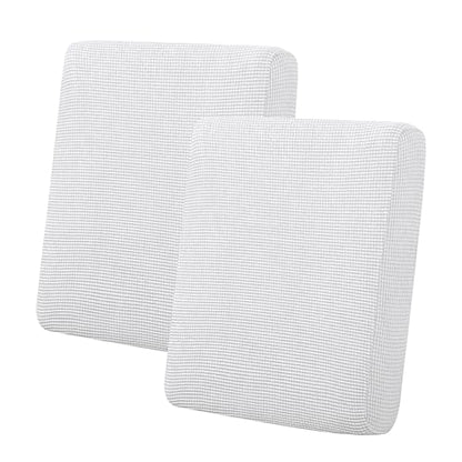 Easy-Going Stretch Individual Loveseat Couch Cushion Cover Sofa Cushion Furniture Protector Sofa slipcover Soft Flexibility with Elastic Bottom (2-Piece Loveseat Cushion Cover, Snow White) - color: Snow White, size: 2-piece