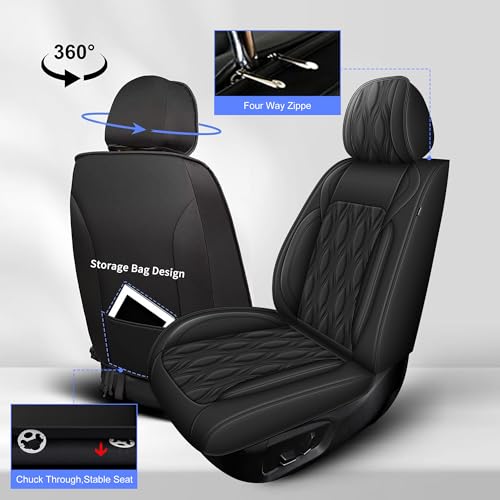 DISUTOGO Rav4 Seat Covers Custom Fit for Toyota Rav4 2007-2023 2024 2025 2026, Luxury Waterproof Leather Car Seat Cover (2 Seat, Black) - color: #067 Black, size: 9.RAV4-2 Front Seat Covers Only