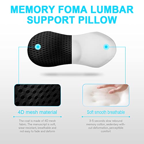 Lumbar Support Pillow for Office Chair, Memory Foam Lumbar Pillow for Lower Back Pain Relief (Black) - color: Black