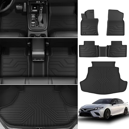 KARPAL Floor Mats Fit for Toyota Camry 2025 2026 Hybrid/SE/LE/XLE/XSE, Custom Fit All Weather TPE Camry Accessories 1st & 2nd Row & Trunk Mat Full Set Floor Liners - style: 2025-2026 | For Toyota Camry | 1st & 2nd & Cargo