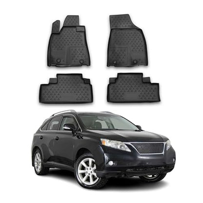 OMAC Floor Mats for Lexus RX350 2013-2015 Car Mats All Weather 3D Custom Fit Rubber Mat Waterproof Odorless TPE Floor Liners Laser Measured Non-Slip (Black) - size: RX350 2013-2015 / Black, style: Floor Mats