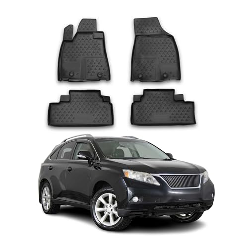 OMAC Floor Mats for Lexus RX350 2013-2015 Car Mats All Weather 3D Custom Fit Rubber Mat Waterproof Odorless TPE Floor Liners Laser Measured Non-Slip (Black) - size: RX350 2013-2015 / Black, style: Floor Mats