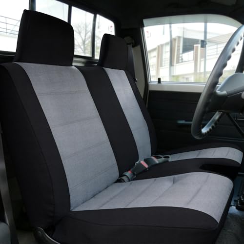 Bench Seat Covers for Toyota Pickup 1987 1988 1989 1990 1991 1992 1993 1994 Heavy Duty Cloth Protector Interior Accessories,Molded Headrest with Small Notch Machine Washable, Gray - color: Gray, size: Pickup 1987-1994 Bench