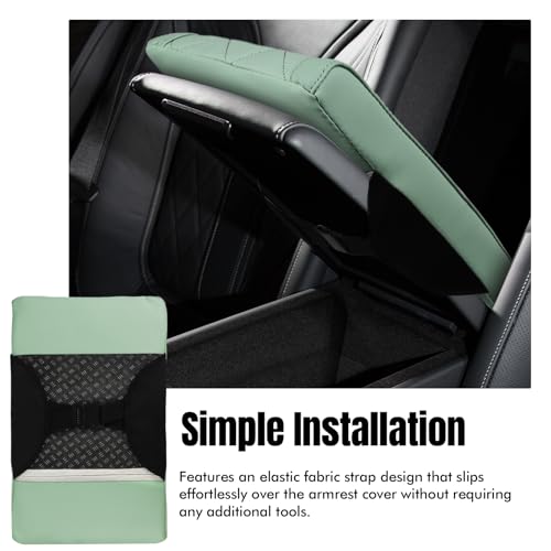 Hovom Car Center Console Armrest Pillow, 12.6"×7.87"×1.97" Leather Arm Rest Cover for Cars, Soft Comfortable Auto Armrest Cushion Pad, Vehicle Middle Console Cover, Car Accessories (Green) - color: Green