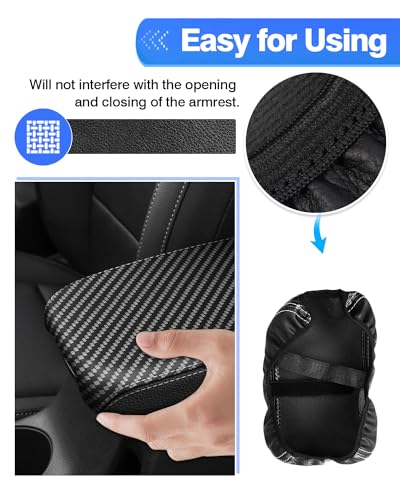 Autorder Center Console Cover for Kia Forte 2019-2024 Accessories Carbon Fiber Armrest Cover Anti-Scratch Middle Console Pad Leather Armrest Protector - size: 2019-2024 Kia Forte