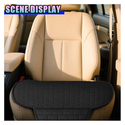 Car Front Seat Cover, Comfortable Linen Automotive Seat Pad with Storage Pocket, Anti-Slip Breathable Vehicle Seats Protection Mat, Universal Car Interior Seats Pad for SUV, Truck (Black-S) - size: Black-S