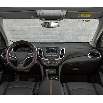 GIANT PANDA Steering Wheel Cover for Chevy Silverado - Car Steering Wheel Cover for Chevrolet Colorado Tahoe -Black+Red Trim - color: B-Black+Red Line
