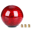 Carbon Fiber Shift Knob Gear,Universal Carbon Fiber Style Round Ball Shift Knob with 3 Adapter Shift Lever (Red) - color: Carbon Fiber(Red)