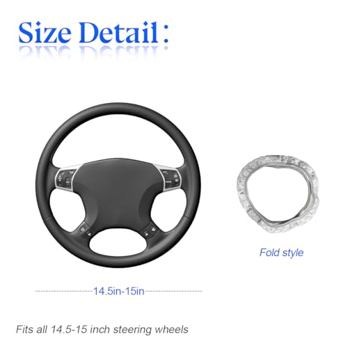 zipelo Elastic Stretch Steering Wheel Cover, Microfiber Breathable Ice Silk, Universal 15 Inch Anti-Slip Car Steering Wheel Protector, Warm in Winter and Cool in Summer, for Men and Women (White) - color: White