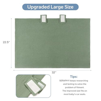 SERAPHY 100% Muslin Cotton Car Seat Cover Baby, 2 Pack Universal Carseat Covers Baby Boy Girl, Breathable Car Seat Canopy, Soft Infant Car Seat Cover for Summer and Winter—2 Pcs Green&Forest - color: Green&Forest