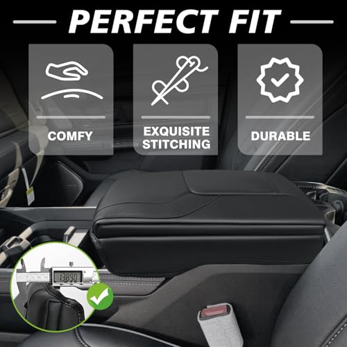 Center Console Armrest Cover Fit for Dodge Ram1500 2500 3500 2019-2026 Accessories, Comfort Armrest Pad Console Lid Cushion Vegan Leather 1-Inch Thick(Bucket Seat ONLY, NO Limited,Laramie) - size: 3) 19-25|Ram1500/2500/3500|Bucket Seat, +Thick,V1