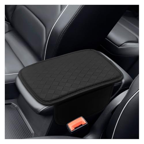 Leather Car Center Console Cover, Anti-Scratch Auto Middle Console Protective Cushion with 2 Storage Bags, Universal Waterproof Vehicle Armrest Pad Accessory for Sedan, SUV, Truck (Black) - color: Black