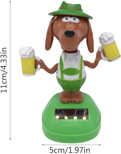 1Pc Green Solar Powered Dancing Beer Dog Ornaments,Swinging Animated Dancer,Solar Powered Dancing Dog,Car Bobble Head Decors,Bobble Head Figures Dashboard Doll,Solar Power Kits,Learning and Education