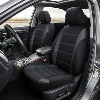 Champlus Car Seat Covers, Carbon Fibre and Durable Breathable Mesh 2 Front Bucket Seat Covers, Universal Fit Automotive Sedan Cars, SUVs, Trucks, Mini Vans, Airbag Compatible, Easy to Install - color: Black