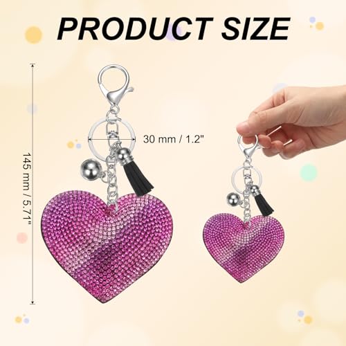 PATIKIL Rhinestone Keychains for Women, Cute Bling Heart Shape Purse Charm for Bag Handbags Car Keys - color: Gold-pink Colors