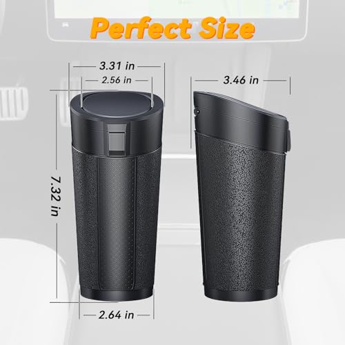 Car Trash Can Bin with Lid - 2 Pack, Leakproof Garbage Can for Vehicle, Mini Trash Bin with 180 Attached Trash Bags, Easy to Clean Cup Holder Trash Can for Car, Home, Office - color: Black 2