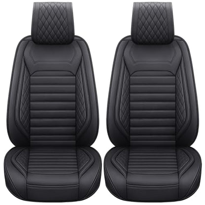 Aierxuan Front Car Seat Covers Universal Fit for Toyota Highlander Prius Camry Rav4 Yaris Sienna FJ Cruiser Outback Honda Jeep Ford Hyundai with Waterproof Leather(2PCS Front,Black A) - color: 2 Pcs Front/Black A