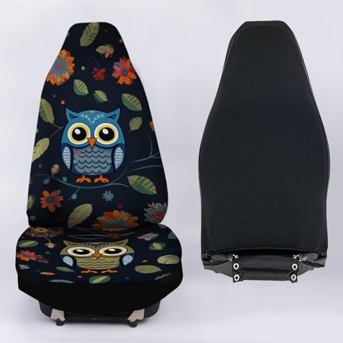 Owl Car Seat Covers for Women Men Front Seats Only 2 Pack Bucket Seat Covers Universal Fit Trucks Suvs Cars Auto Interior Accessories - color: Cartoon Owl