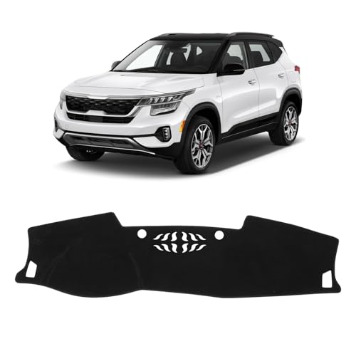 KUST Black Dash Cover for Kia Seltos 2021 2022 2023 (LX, S, S Turbo, EX, SX Turbo) Polyester Dashboard Cover Non-Slip Interior Accessories for Seltos Black (NOT fits for Seltos 2024 2025) - size: Seltos 21-23(black)
