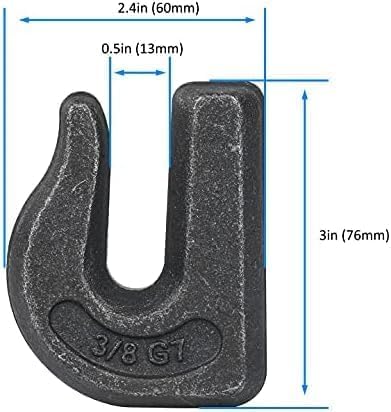 6Pack 3/8'' Weld-On Forged Clevis Grab Chain Hooks, Heavy Duty Forged Grade 70 Grade Utility Hook -6600 LBS Capacity Weldable for Trailer Truck,Rigging,Car,SUV,Tractors Loader Bucket