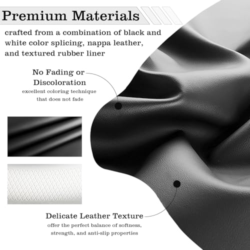 Car Leather Steering Wheel Cover - Panapi Material, Universal 14.5-15 Inch Leather Anti-Slip Breathable Auto Steering Wheel Covers for Men Women (Nappa Leather - Black & White) - color: Nappa Leather - Black & White