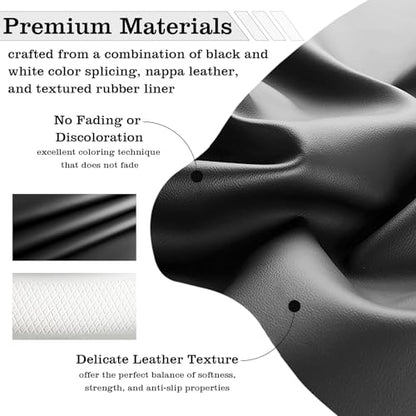 Car Leather Steering Wheel Cover - Panapi Material, Universal 14.5-15 Inch Leather Anti-Slip Breathable Auto Steering Wheel Covers for Men Women (Nappa Leather - Black & White) - color: Nappa Leather - Black & White