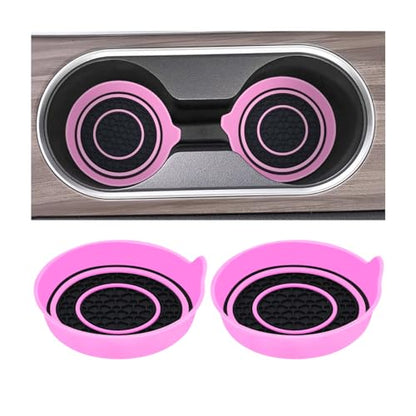 Mandark Car Cup Holder Coaster, 2.75 Inch Non-Slip Vehicle Cup Holder Insert Mats, Dustproof Automotive Interior Console Cup Insulated Pads Accessories, Universal for SUV, Sedan, Truck (Pink) - color: Pink