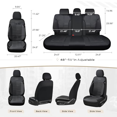 Coverado Front Seat Leather Covers, Full Leather Construction with Carbon Fibre Weave, Universal Fit for Most Cars SUV Trucks (Black) - color: Black, size: Front